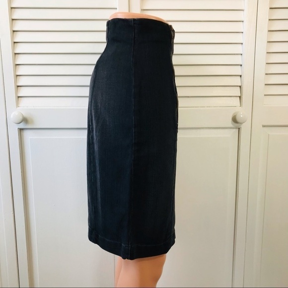 CURRENT/ELLIOTT Black Denim Zipper Pencil Skirt Size 2 - Picture 5 of 9